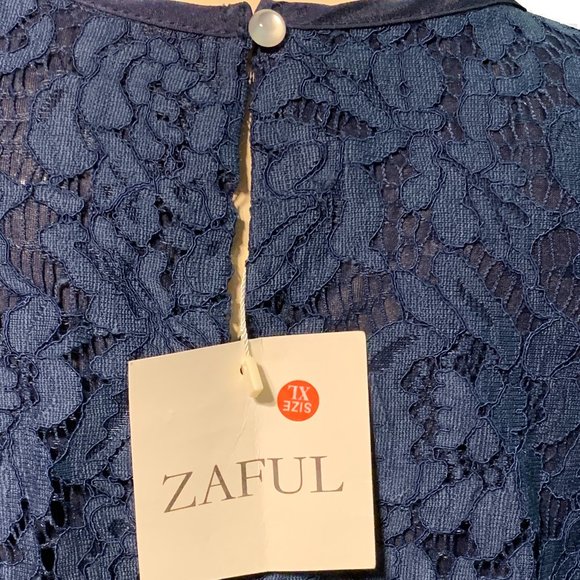 NWT Zaful Eyelash Lace Short Sleeve 2pc Skirt Set - Picture 8 of 8